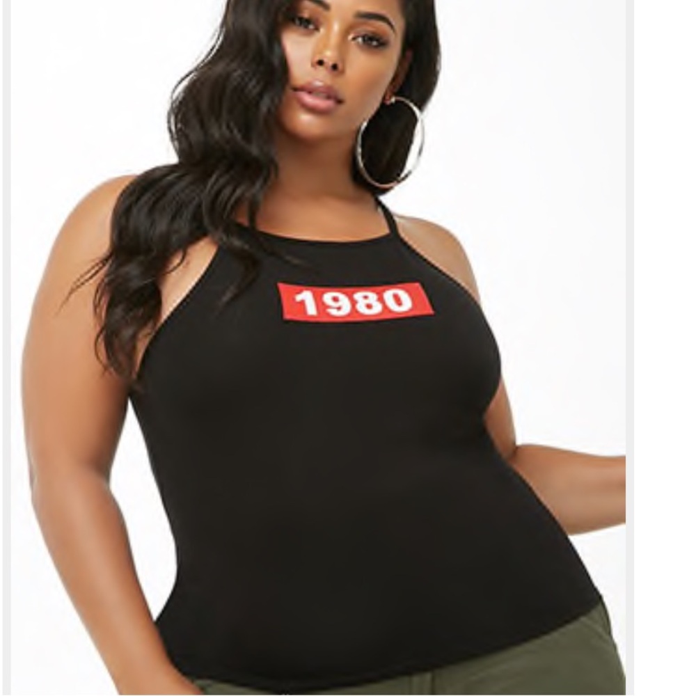 Black Tank Top with Red 1980 Graphic